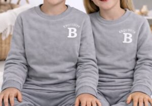 PIjama de algodón térmico para niños, color Gris.