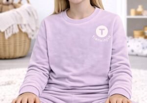 Pijama de algodón térmico, color violeta. Calidad premium